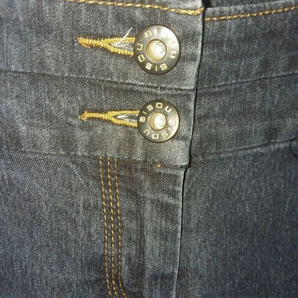 Bisou Bisou blue jeans mid-rise straight leg dark washed double button waist 8P - Picture 1 of 8